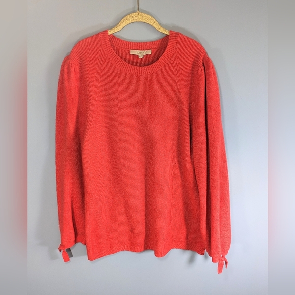LOFT Sweaters - Loft Orange Sweatee Puffed Tie Sleeves